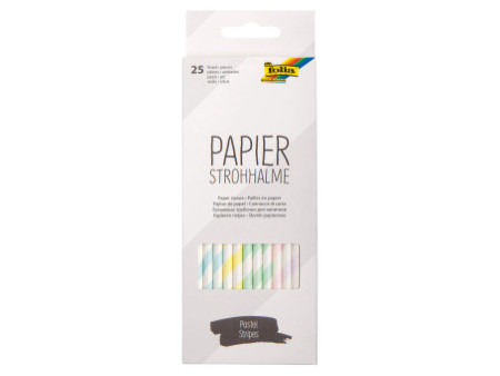 folia Paille en papier 'PASTEL STRIPES', longueur : 200 mm