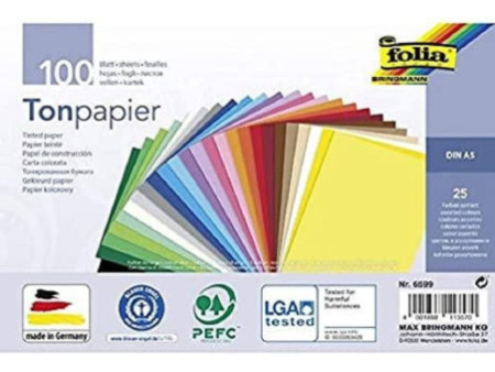 folia Papier de couleur, A5, 130 g/m2, 25 couleurs assorties