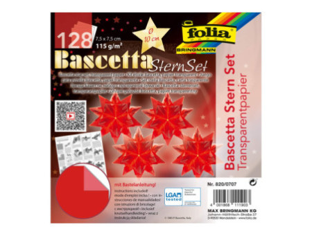 folia Feuilles pliables étoile Bascetta, 75 x 75 mm, rouge