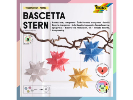 folia Feuilles pliables étoile Bascetta, 75 x 75 mm, pastel