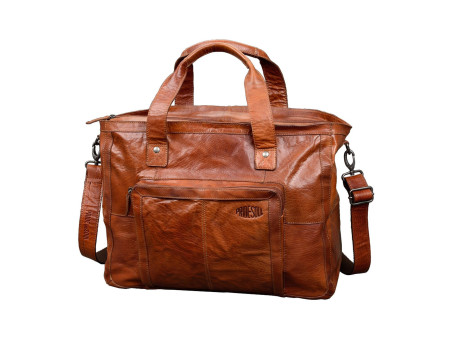 PRIDE&SOUL Sac à main ROYAL 'T', cuir véritable, marron
