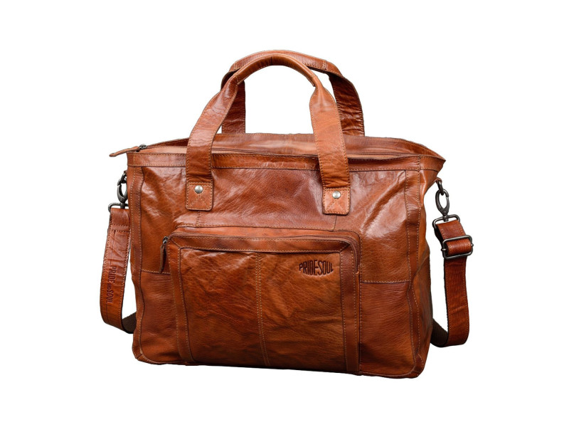 PRIDE&SOUL Sac à main ROYAL 'T', cuir véritable, marron