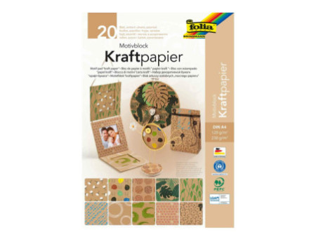 folia Bloc à motifs 'Papier kraft II', A4, 20 feuilles