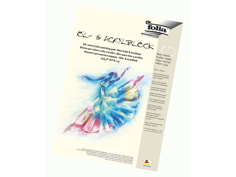 folia Bloc huile et acrylique, A3, 290 g/m2, 10 feuilles