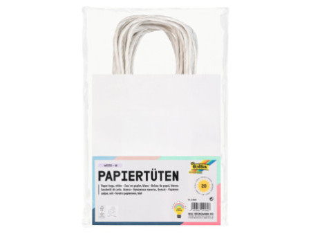 folia Sac en papier kraft, 180 x 80 x 210 mm, blanc