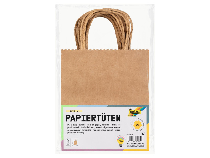 folia Sac en papier kraft, 180 x 80 x 210 mm, naturel