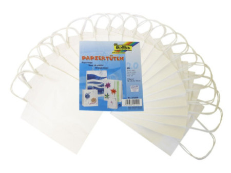 folia Sac en papier kraft, 125 x 50 x 150 mm, blanc