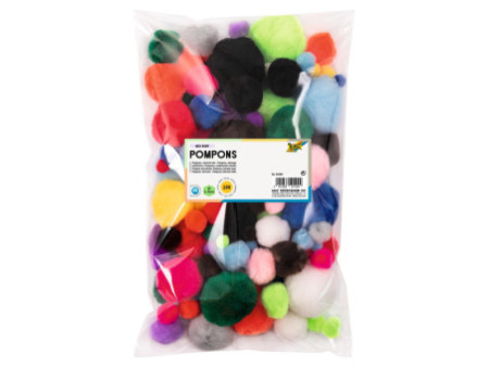 folia Pompons, 100 pièces, tailles et couleurs assorties