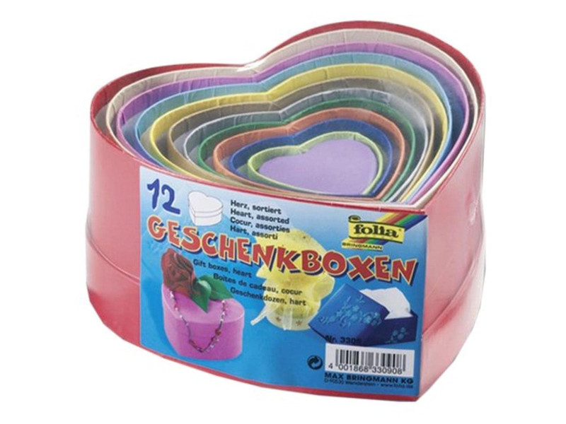 folia Boîte cadeau 'Coeur', tailles/couleurs assorties