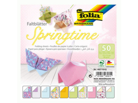 folia Feuilles de papier à plier 'Springtime', 150 x 150 mm