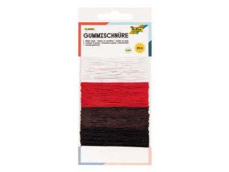 folia Cordon en caoutchouc BASIC, 4 couleurs de 5 m assorti