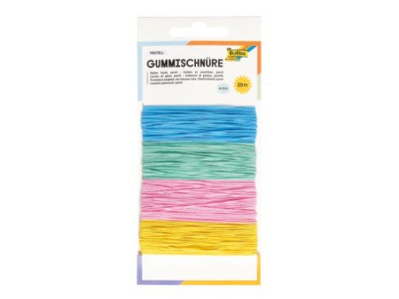 folia Cordon en caoutchouc PASTEL, 4 couleurs de 5 m assorti