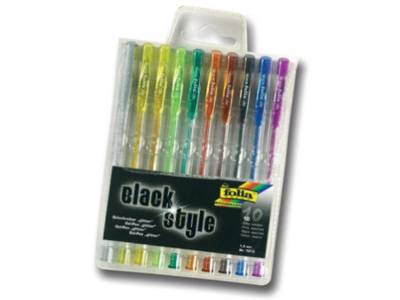 folia Stylo gel GLITTER, couleurs assorties, étui de 10