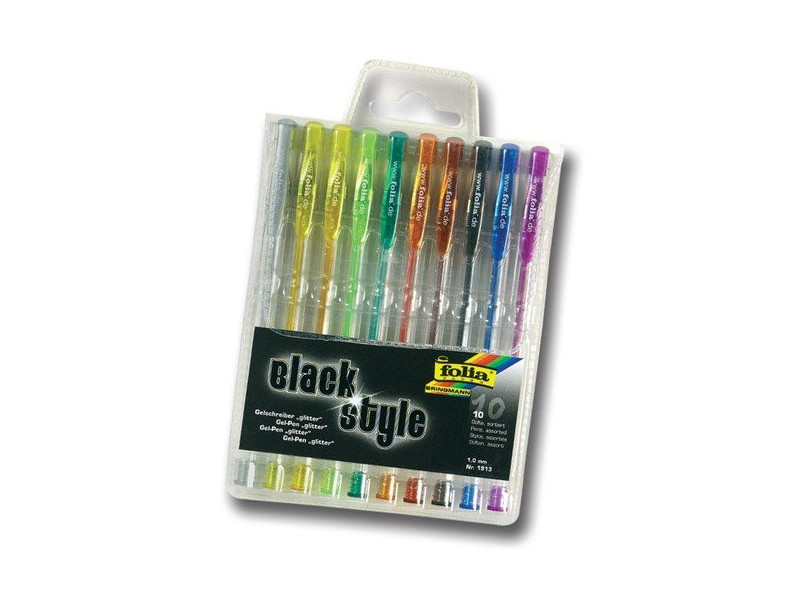 folia Stylo gel GLITTER, couleurs assorties, étui de 10