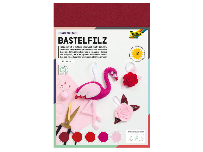 folia Feutrine de bricolage TON-IN-TON MIX, rouge