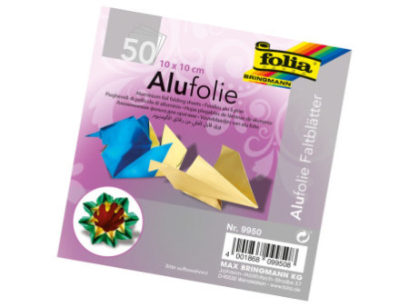 folia Feuille à plier en aluminium, 100 x 100 mm, assorti