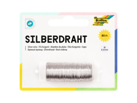 folia Fil d'argent, 0,3 mm x 80 m, en cuivre, argenté