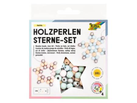 folia Kit Etoiles en perles en bois PASTEL, 161 pièces