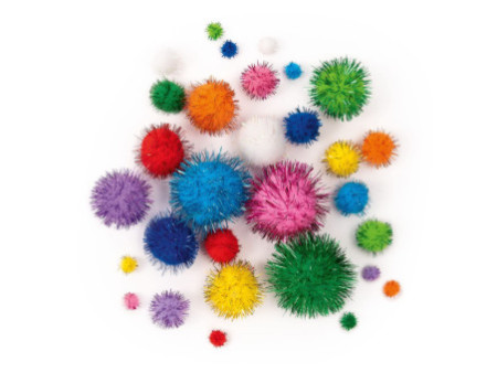 folia Pompons SPARKLING RAINBOW, différentes tailles