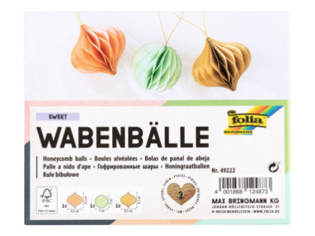 folia Boule alvéolée SWEET, set de 3 boules