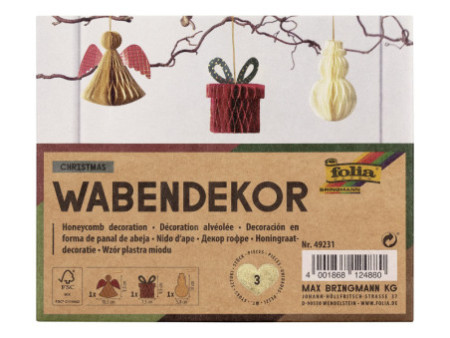 folia Décoration alvéolée CHRISTMAS, set cadeau de 3