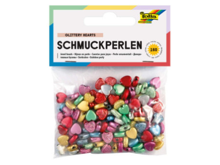 folia Bijoux en perle 'Glittery Hearts', lisse/en relief