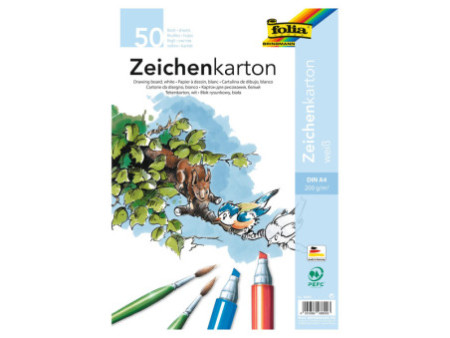 folia Feuille de carton à dessin, A4, 200 g/m2, blanc