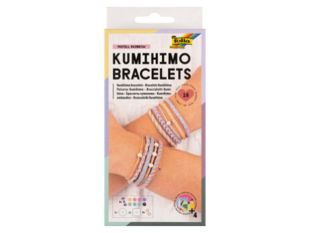 folia Kumihimo Set de bracelets PASTEL RAINBOW, 16 pièces
