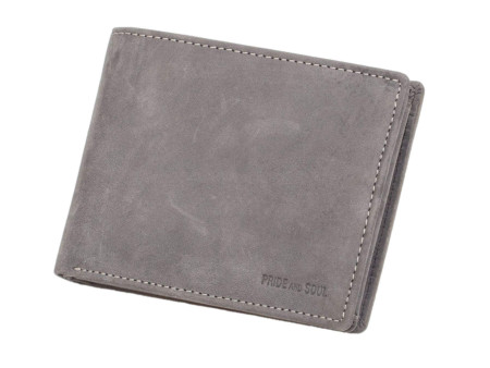 PRIDE&SOUL Portefeuille RFID, format paysage, cuir, gris
