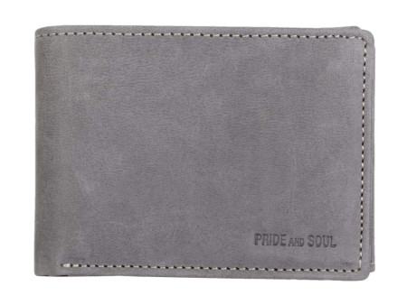 PRIDE&SOUL Mini portefeuille RFID, format paysage, cuir,gris
