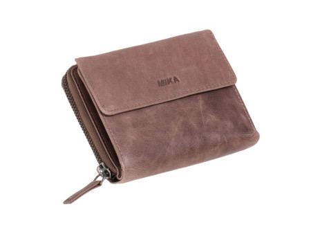 MIKA Portefeuille pour dames, en cuir, couleur : gris/brun