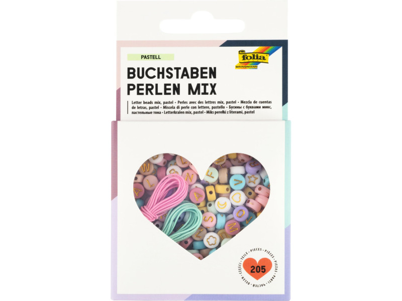 folia Mélange de perles avec caractères d'imprimerie PASTEL