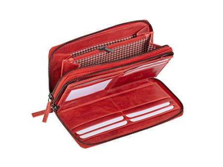 MIKA Portefeuille pour dames, en cuir, couleur : rouge