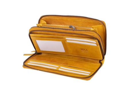 MIKA Portefeuille pour dames, en cuir, couleur : jaune