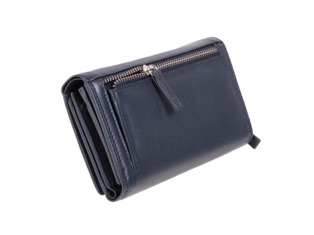 MIKA Portefeuille pour dames, en cuir, couleur : bleu marine