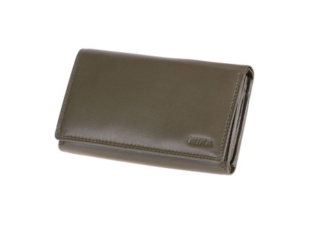 MIKA Portefeuille pour dames, en cuir, couleur : gris-brun