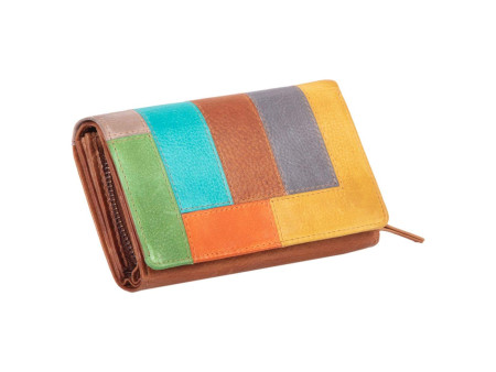 MIKA Portefeuille pour dames, en cuir, multicolore
