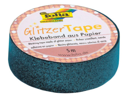 folia Ruban adhésif décoratif Glitzer-Tape, turquoise