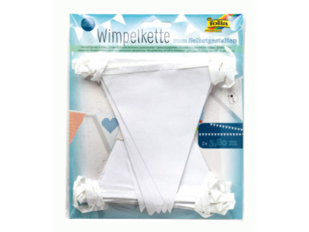 folia Guirlande de fanions 'Basic', longueur: 3,80 m, blanc