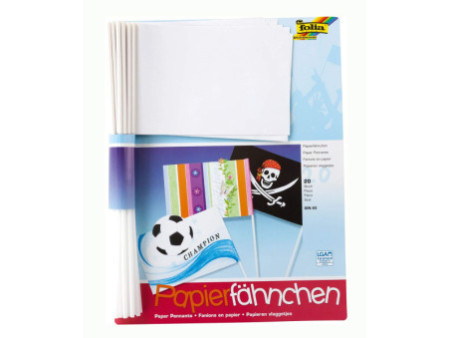 folia Drapeau en papier, A5, longueur tige: 400 mm, blanc