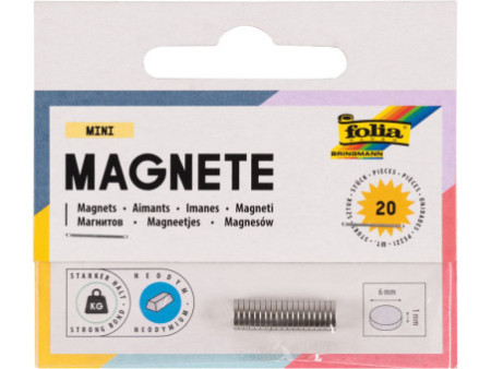 folia Mini-aimant néodyme, diamètre: 6 mm x (H)1 mm, argent