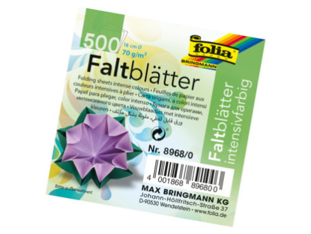 folia Feuille à plier, rond, 180 mm, 500 feuilles, assorti