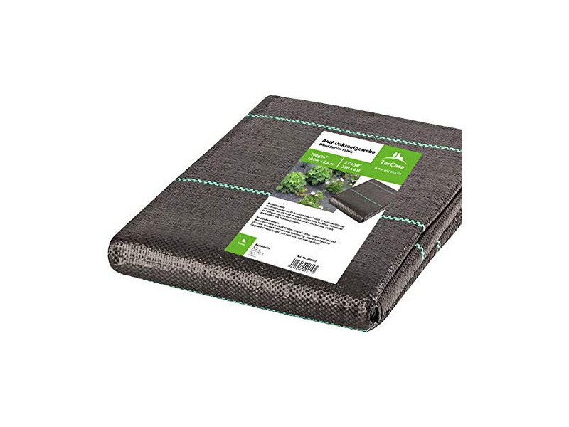 TerCasa Toile anti mauvaises herbes, 2 x 10 m, noir