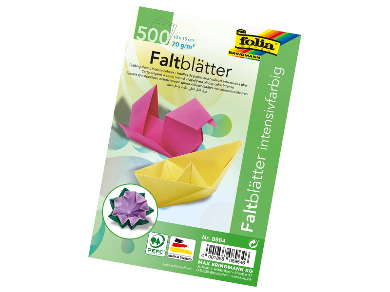 folia Feuille à plier Origami Basic Mix, 100 x 150 mm