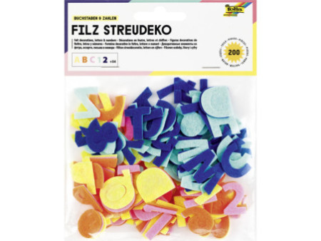 folia Décoration en feutre 'Chiffres & lettres', 200 pièces