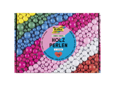 folia Mélange de perles en bois BASIC Jumbobox, 1 kg