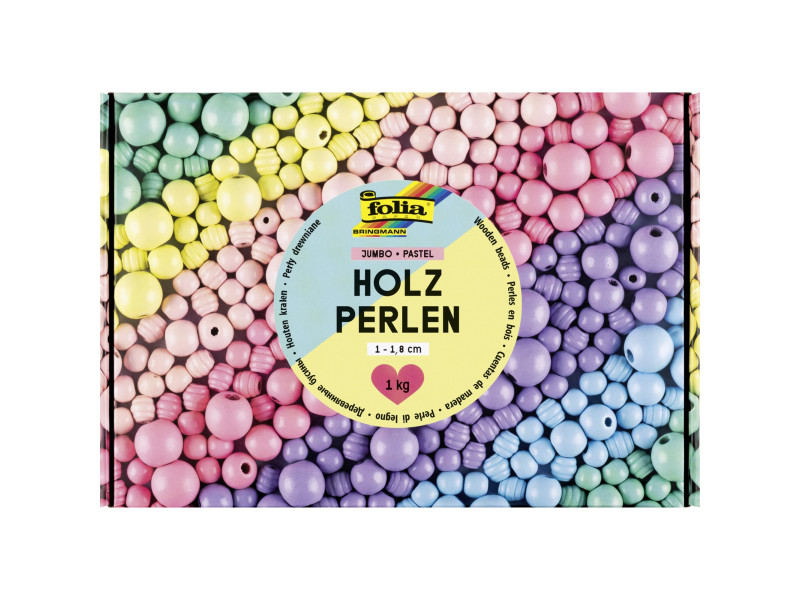 folia Mélange de perles en bois PASTEL Jumbobox, 1 kg