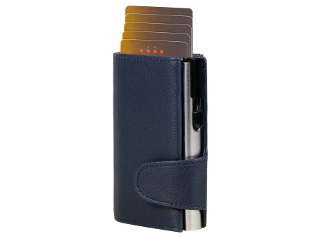 CLICKSAFE Porte-monnaie avec porte-cartes, simili cuir, bleu