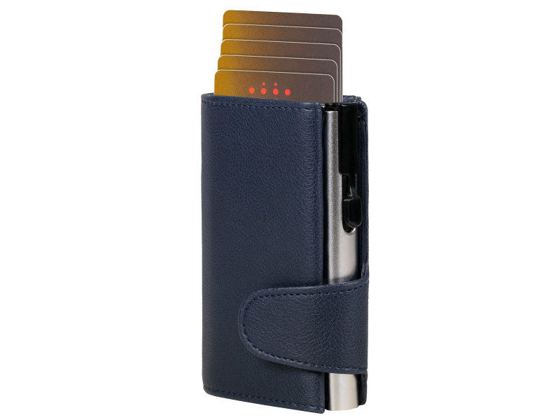 CLICKSAFE Porte-monnaie avec porte-cartes, simili cuir, bleu
