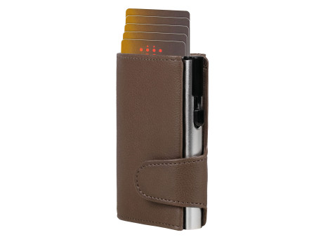 CLICKSAFE Porte-monnaie avec porte-cartes, simili cuir, brun